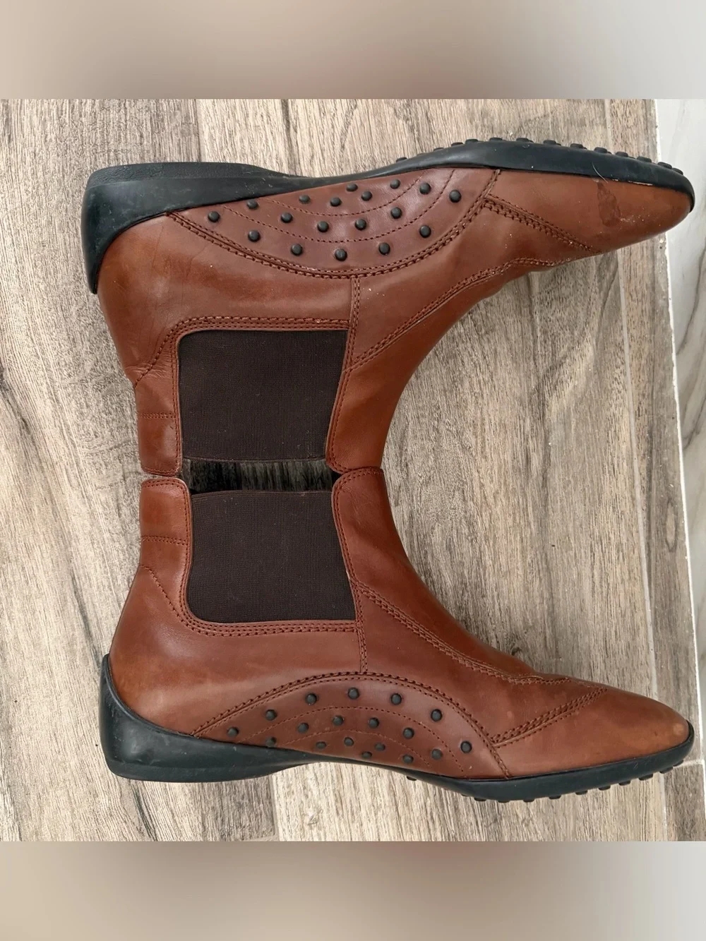 Tod's Men's Tan Leather Chukka Driving Boots Sz 10